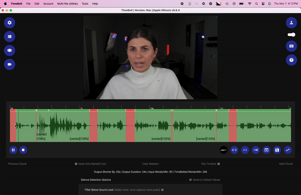 TimeBolt automatic silence removal waveform editor with AI precision