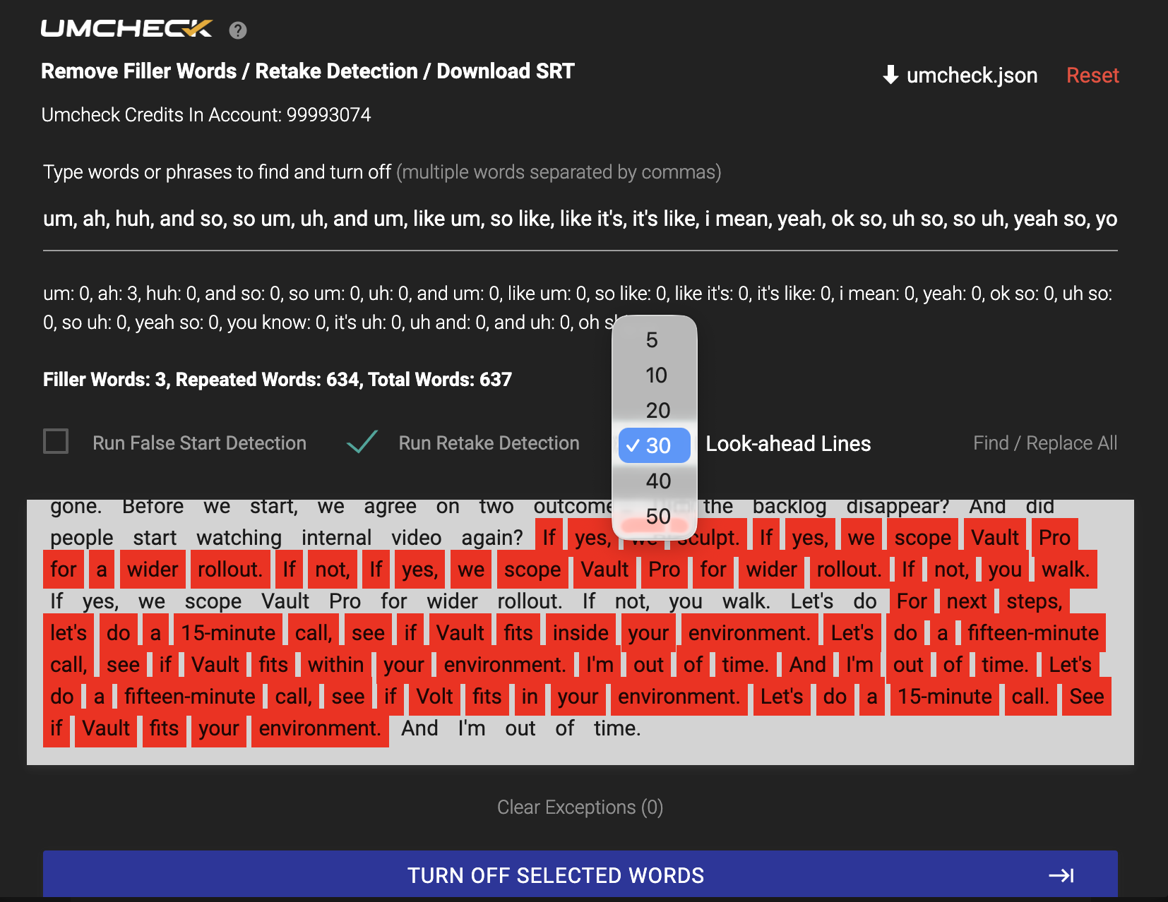 TimeBolt burn-in captions with find and replace text editing