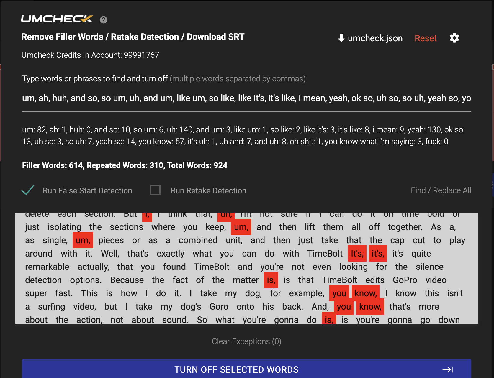 Built-in detections receipt